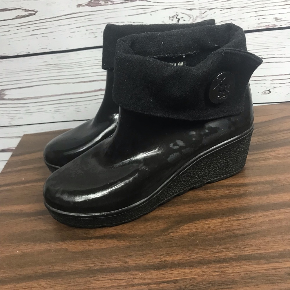 Sperry waterproof rain boots black with heel